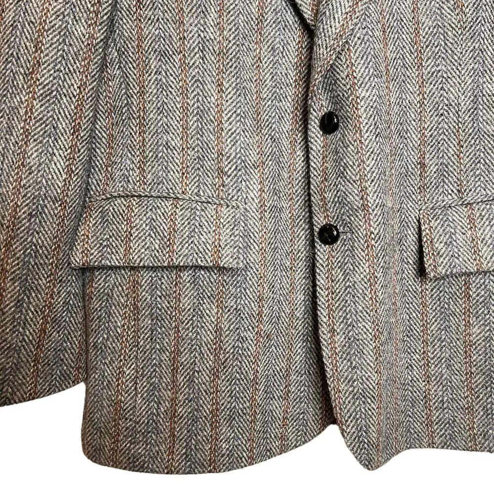 Vintage Harris Tweed Sport Coat Jacket Size 42R Wool 2 Button Blazer Classic